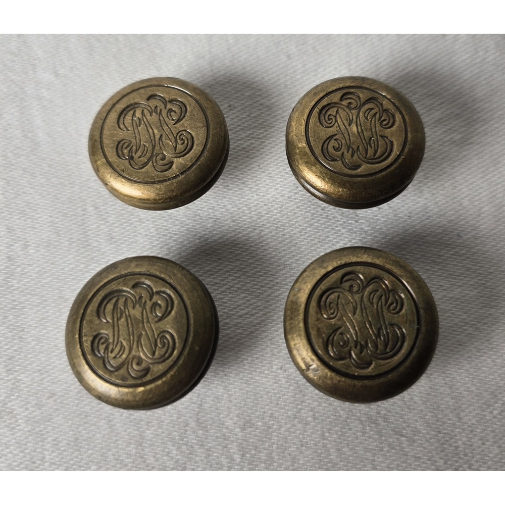 4‎ Brass-tone Vintage Swirl Patterned Cabinet Knobs 1"